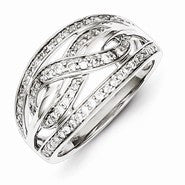 Sterling Silver Twist Design Diamond Ring