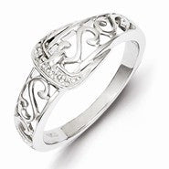 Sterling Silver w/Rhodium Plated Diamond Buckle Ring