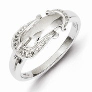 Sterling Silver w/Rhodium Plated Diamond Buckle Ring