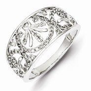 Sterling Silver w/Rhodium Plated Diamond Ring