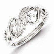 Sterling Silver w/Rhodium Plated Diamond Ring