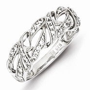 Sterling Silver w/Rhodium Plated Diamond Ring