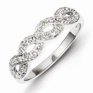 Sterling Silver w/Rhodium Plated Diamond Ring