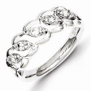 Sterling Silver w/Rhodium Plated Diamond Ring