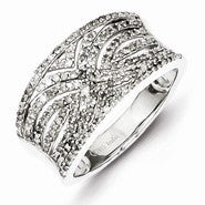 Sterling Silver w/Rhodium Plated Diamond Ring