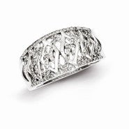 Sterling Silver w/Rhodium Plated Diamond Ring