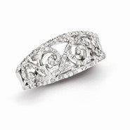 Sterling Silver w/Rhodium Plated Diamond Swirl Ring