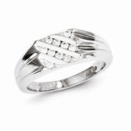 Sterling Silver w/Rhodium Plated Diamond Men's Ring