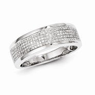 Sterling Silver Diamond Men's Band Ring