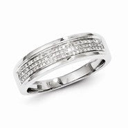 Sterling Silver Diamond Men's Wedding Band