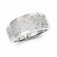 Sterling Silver Diamond Men Band Ring