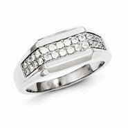 Sterling Silver w/Rhodium Plated Diamond Men's Ring