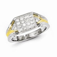 Sterling Silver with 10k Gold Diamond Men's Ring