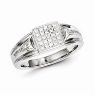 Sterling Silver w/Rhodium Plated Diamond Men's Ring