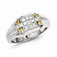 Sterling Silver with 10k Gold Diamond Men's Ring