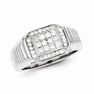 Sterling Silver w/Rhodium Plated Diamond Men's Ring