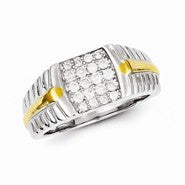 Sterling Silver with 10k Gold Diamond Men's Ring