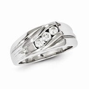 Sterling Silver w/Rhodium Plated Diamond Men's Ring