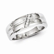 Sterling Silver w/Rhodium Plated Diamond Men's Ring