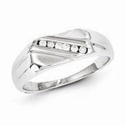 Sterling Silver w/Rhodium Plated Diamond Men's Ring