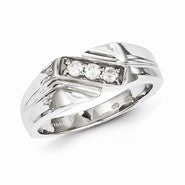 Sterling Silver w/Rhodium Plated Diamond Men's Ring