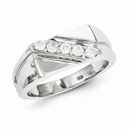 Sterling Silver w/Rhodium Plated Diamond Men's Ring