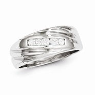 Sterling Silver w/Rhodium Plated Diamond Men's Ring