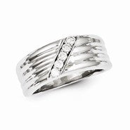 Sterling Silver w/Rhodium Plated Diamond Men's Ring