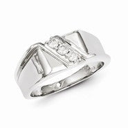 Sterling Silver w/Rhodium Plated Diamond Men's Ring