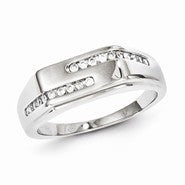 Sterling Silver w/Rhodium Plated Diamond Men's Ring