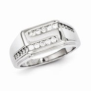 Sterling Silver w/Rhodium Plated Diamond Men's Ring