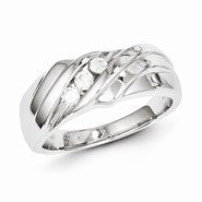 Sterling Silver w/Rhodium Plated Diamond Men's Ring