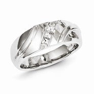 Sterling Silver w/Rhodium Plated Diamond Men's Ring