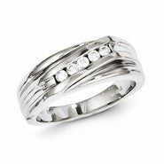 Sterling Silver w/Rhodium Plated Diamond Men's Ring