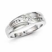 Sterling Silver w/Rhodium Plated Diamond Men's Ring