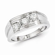 Sterling Silver w/Rhodium Plated Diamond Men's Ring