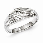 Sterling Silver w/Rhodium Plated Diamond Men's Ring