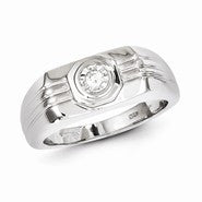 Sterling Silver w/Rhodium Plated Diamond Men's Ring