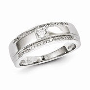 Sterling Silver w/Rhodium Plated Diamond Men's Ring