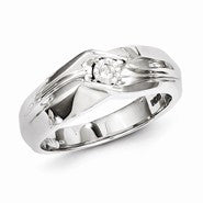 Sterling Silver w/Rhodium Plated Diamond Men's Ring