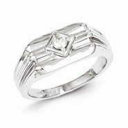 Sterling Silver w/Rhodium Plated Diamond Men's Ring