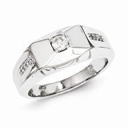 Sterling Silver w/Rhodium Plated Diamond Men's Ring