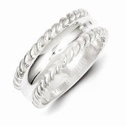 Sterling Silver Twisted Narrow Dome Stacked Ring