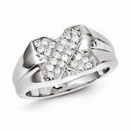 Sterling Silver w/Rhodium Plated Diamond Men's Ring