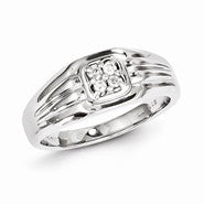 Sterling Silver w/Rhodium Plated Diamond Men's Ring