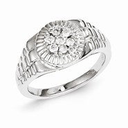 Sterling Silver w/Rhodium Plated Diamond Men's Ring