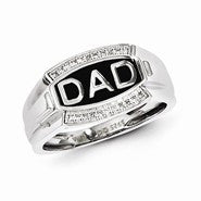 Sterling Silver w/Rhodium Plated Diamond Men's DAD Ring