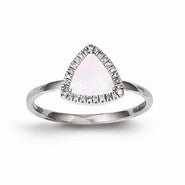 Sterling Silver Diamond & Mother of Pearl Triangle Ring