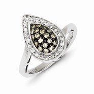 Sterling Silver Champagne Diamond Marquise Ring