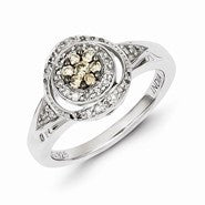 Sterling Silver Champagne Diamond Oval Ring